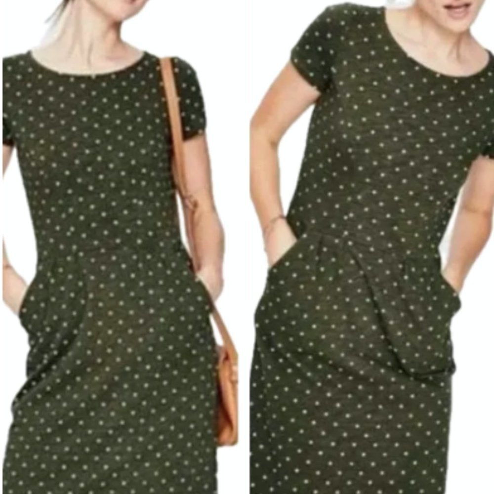 Boden Olive Green Polka Dot Short Sleeve Dress